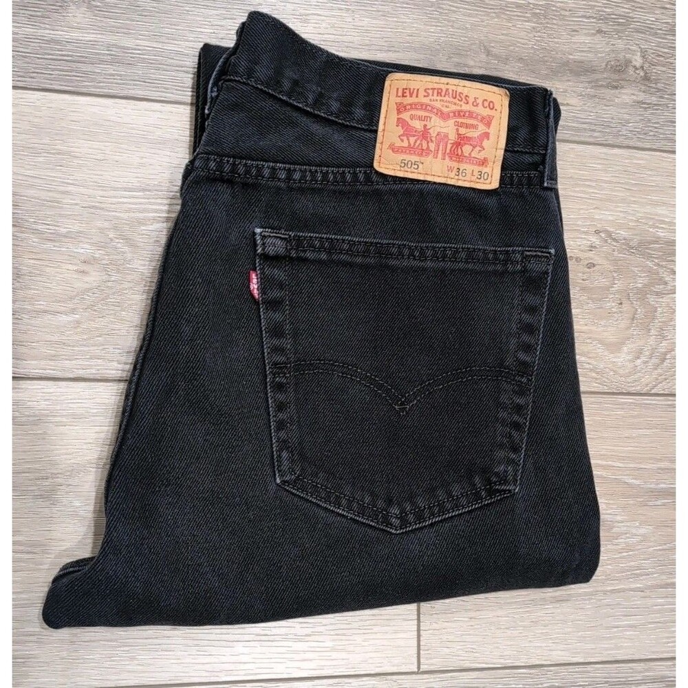 LEVI'S 505 MEN'S BLACK JEANS Regular Straight in Size 36X30  EUC